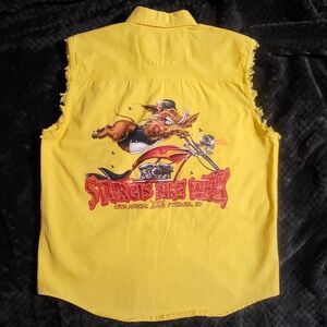2006 Sturgis Bike Week HOG sleeveless button up shirt vtg Boar Skull Biker M